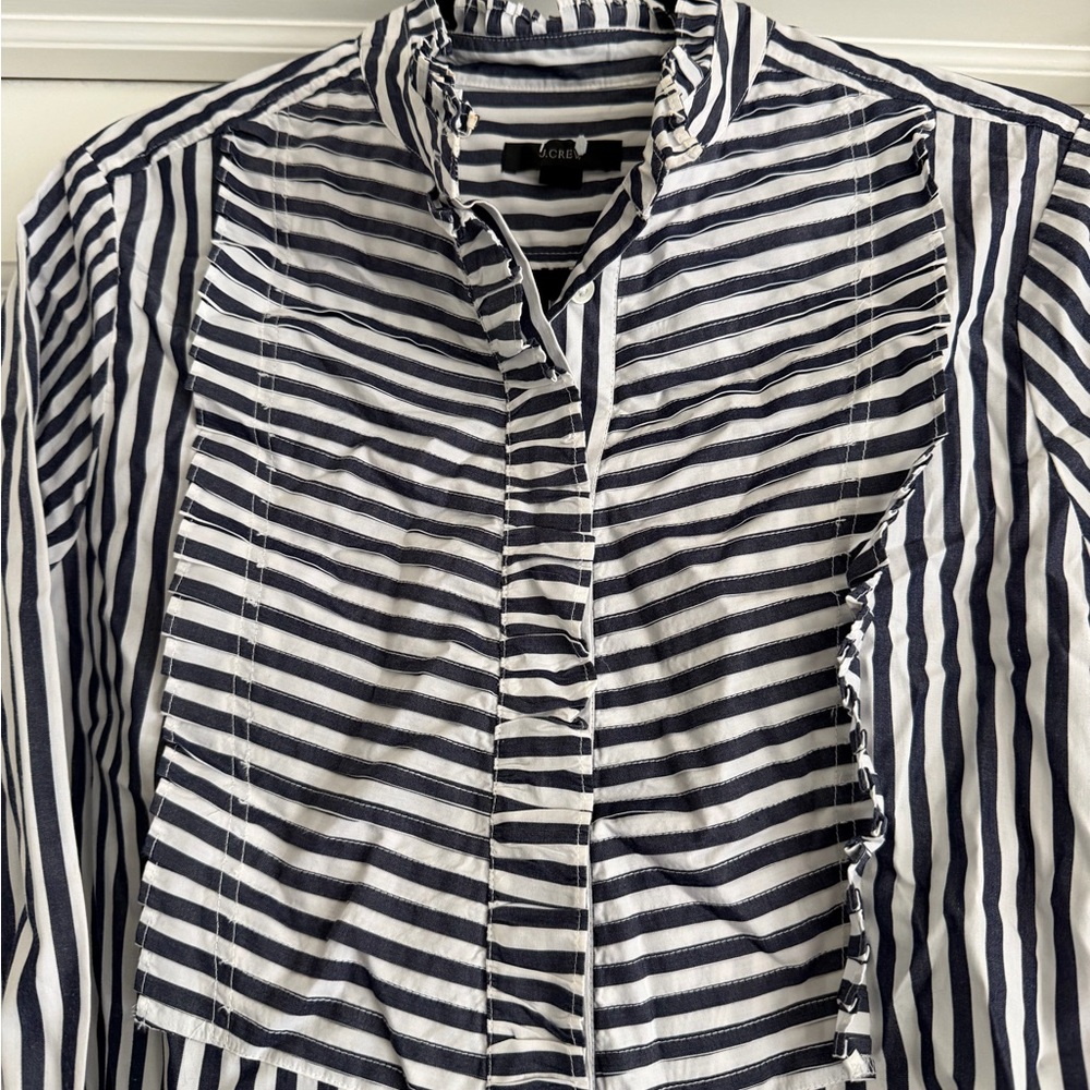 JCrew ruffled tuxedo button up